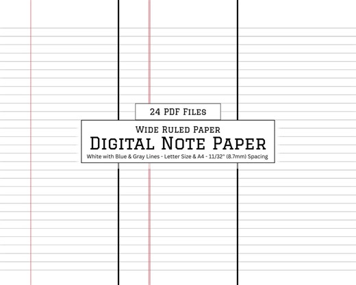 Digital Note Paper Bundle, Wide Ruled, A4 and Letter Size (PDF Pattern) - Etsy Australia