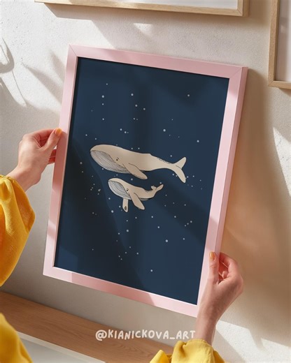 Whale Art Print | Digital Download | Mother and Child Whale | New Mom Gift | Humpback Whale Print - Etsy