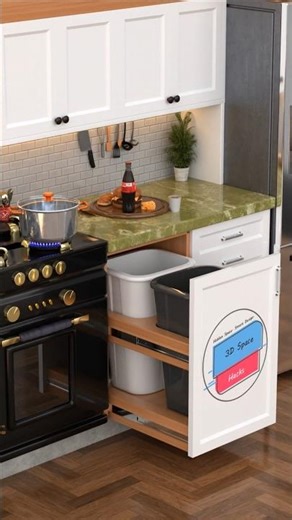Hidden Kitchen Trash Cabinet | Space Saving Design