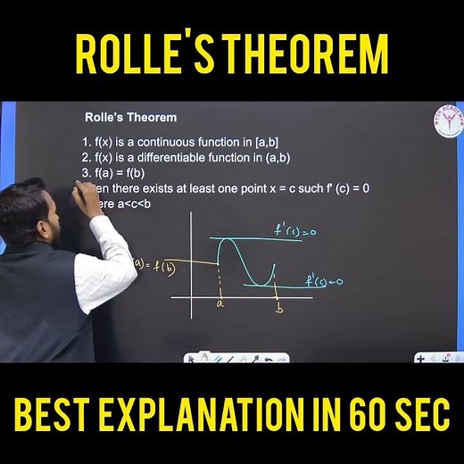Rolle's Theorem Best Explanation in 60 sec #mhtcet #math #differentiationrules