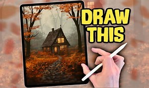 【Procreate】新手级教程 手把手一步步教你绘制这幅秋季森林小屋插画用系统自带笔刷 from James Julier Art Tutorials