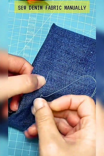 Learn to Sew Denim Fabric Manually - Basic Techniques for Beginners #embroideryart #handbroidery