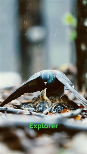 Unique Bird Behavior in the American Forest While Protecting Its Chick👁️