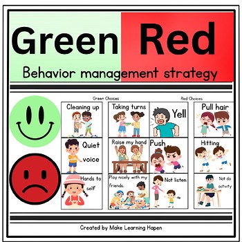 Behavior Management Green and Red Choices for preschool, Pre-K & kindergarten