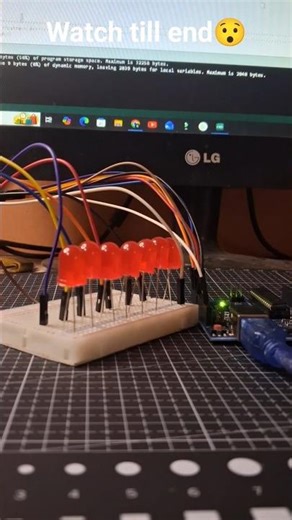 9 LED Patterns in 45 Seconds🔥 #ArduinoUno #LEDChaser#DIYElectronics#EngineeringShorts #Trending#FYP