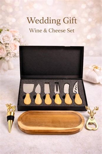 Wedding Gift Wine & Cheese Set, Cheese Board Gift Set, Wedding Gift for Couple, Housewarming Gift, Charcuterie Board Set - Etsy