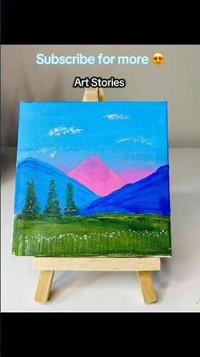 Mini Acrylic Mountain Landscape | Easy Canvas Painting for Beginners #Shorts