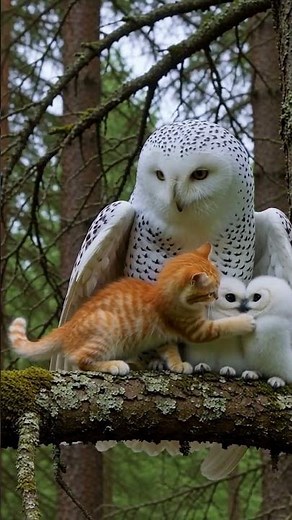Cat And Mother Owl