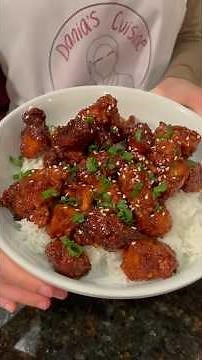 Spicy orange chicken with jasmine rice 🍚🍗🍊So delicious! #recipe #food #dinner #cooking #foodie