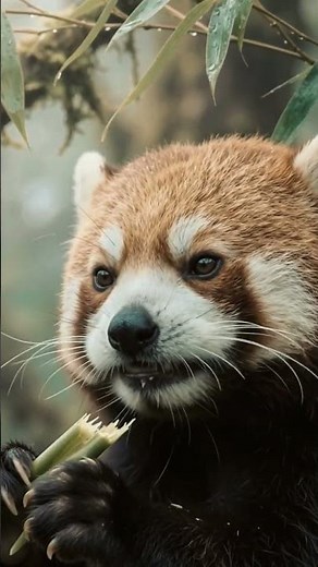 Red Panda Eating Bamboo: Close-Up & Relaxing Wildlife