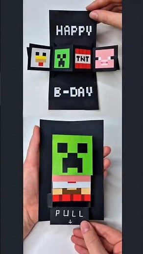 2 DIY Minecraft Pop Up Waterfall Birthday Card 💚 Cute Gift Idea 💖 Easy Paper Craft