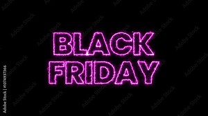 Electric Pink Neon Text for Black Friday Deals, Black Friday Sale Neon Electric Text Animation