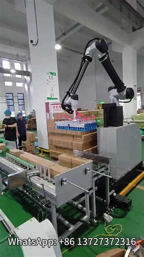 🎥 Watch our Collaborative Palletizing Robot in action! Built for high-efficiency operations, it handles heavy loads with ease and delivers up to 720 palletizing cycles/hour. ✨ One-button start, customizable arm reach, and multi-grab/multi-release functionality make operations smooth and flexible. ⚙️ Equipped with KEBA (Austria) controller, Schneider (France) electronics, and Panasonic (Japan) sensors, it ensures precision, reliability, and seamless integration. 🙌 If you’re interested in our pr