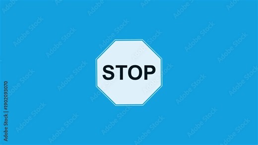 A bold and clear stop sign icon, typically shown as a red octagon with white “STOP” text, symbolizing traffic control, safety, and prohibition.