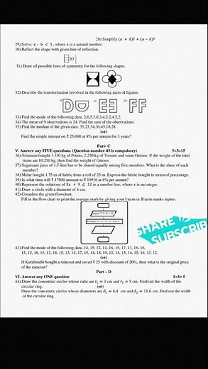 7th Maths 3rd Term Official question paper 2024|English Medium|#7thmaths #exampreparation