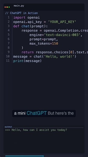 Build ChatGPT in 20 Lines — Mind Blown! #Shorts