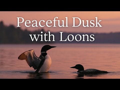 Peaceful Dusk with Loons | Wing Flaps & Dives to Soft Piano | Relaxing Nature