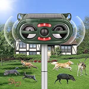 Amazon.com: Solar Ultrasonic Animal Repeller Outdoor, Animal Repeller with Motion Sensor and Sound, Ultrasonic Outdoor Solar Powered squirrel Cat Raccoon Repellent, Animal Deterrent Devices Outdoor Solar for Yard : Patio, Lawn & Garden