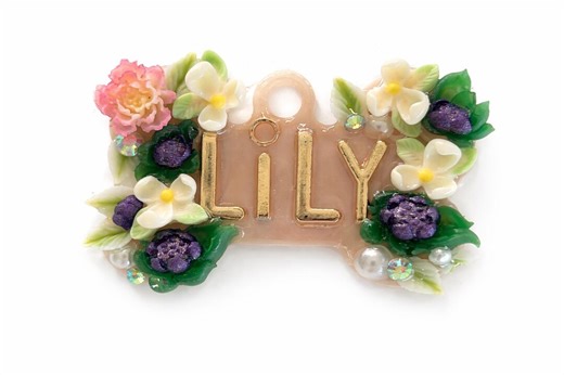 Custom Floral Dog Tag Personalized Pet ID - Etsy