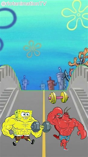 SpongeBob vs. Larry the Lobster: Who Will Be The First To The Gym?