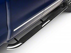 Barricade Silverado 1500 4-Inch Oval Bent End Side Step Bars; Rocker Mount; Stainless Steel S101641 (14-18 Silverado 1500) - Free Shipping
