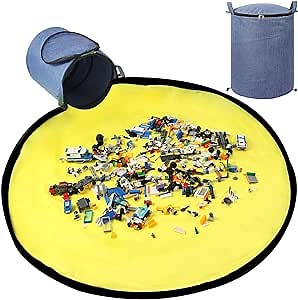 Toy Storage Basket and Play Mat Toy Storage Organizer & Play Mat for Kids Toy Bags & Nets Collapsible Canvas Bag Blue Bags