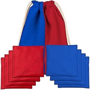 Corn Filled Cornhole Bags - Set of 8 Bean Bags for Corn Hole Game - Regulation Size & Weight - Red and Blue - Improved Packaging
