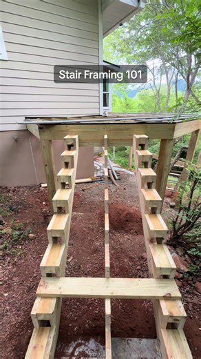 Easiest Method for Framing Stairs with Mitered Treads