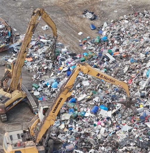 Scrapyard in Action! 🚛 Liebherr & Caterpillar Move Mountains of Scrap Metal 💥 #scrapmetal #scrapyard #recycling | SupernovaSonia