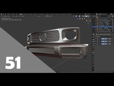 Blender 2.8 Car Modeling Tutorial - Part 51 (Mesh Grills)
