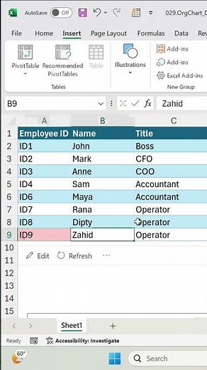 Create a Dynamic Organization Chart in Excel #excel #excelcharts #exceltips #organization #charts