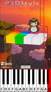 Minecraft GuguGaga Penguin Builds a Rainbow Bridge! 🌈 (@2DStyle) - Octave Piano Tutorial
