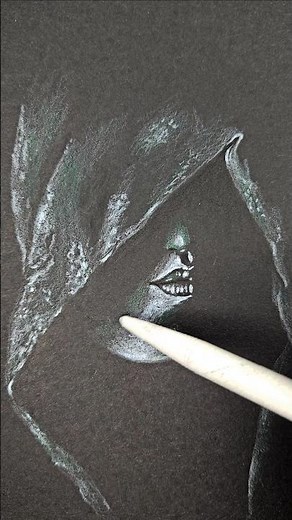 draw a girl on black paper #drawingtutorial