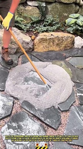 Best of cement spreading process for a perfect stepping stone path #dailywork #satisfying