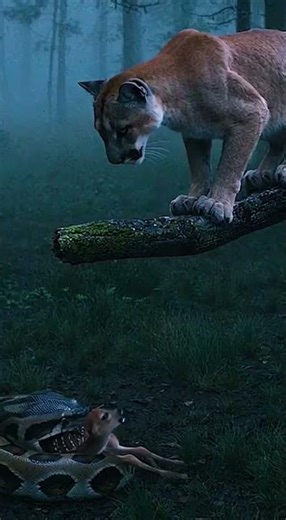 Mountain Lion Saves Deer from Python