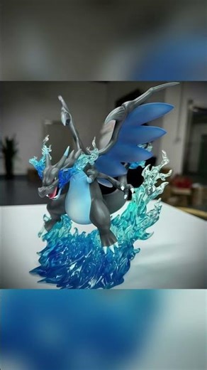 Mega Charizard X Statue | Pokémon Blue Flame Dragon Collectible