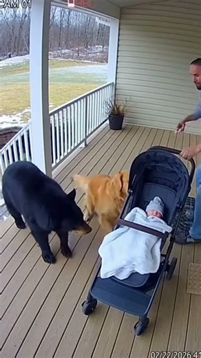 Security Camera Captures Bear Near Baby 😱