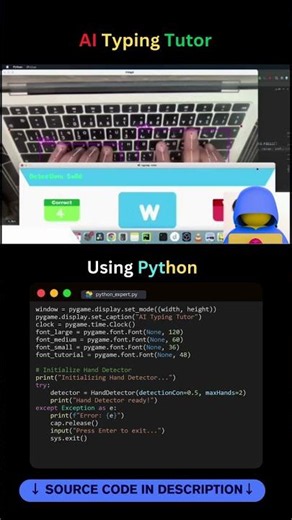 AI Hand‑Tracking Typing Tutor in Python ⌨️🤖 #developer #coding #programming #python #ai #typingtutor