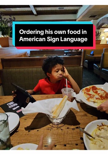Back at @Olive Garden with my Deaf son so he can order his own food in American Sign Language #fy #fyp #deafkidsrock #americansignlanguage #deaf