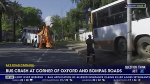 Police are removing a Putco bus that crashed into a wall at the corner of Oxford and Bompass Road in Johannesburg. eNCA's Silindelo Masikane was there earlier. #DStv403 #eNCA | eNCAnews