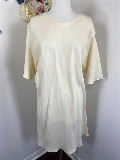 Silk Slip Dress Vintage 90s Mod Cream Shift Mini Tunic ADAGIO Evening Dress - L - Etsy
