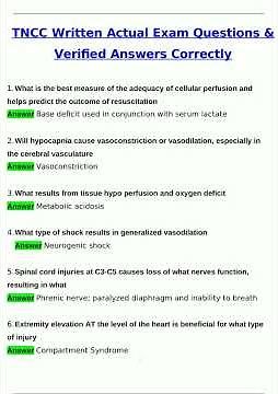 TNCC Written Exam Latest 2025 Actual Questions and Verified Answers 2025 2026 A Grade 100 Guarantee