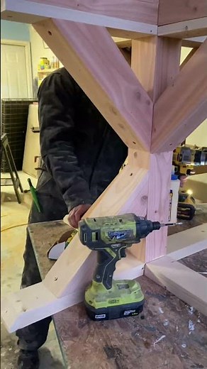 Building a custom, round dining table base out of pine wood.