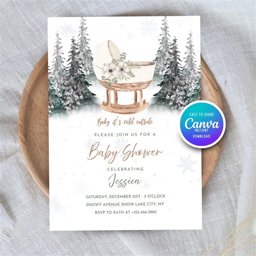 Little Snowflake Baby Shower Invitation Editable Winter Wonderland Gender Neutral Template Printable PDF Digital Download Snowflake - Etsy