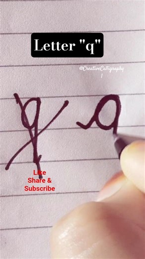 How to write letter "q" in cursive Calligraphy ✍️ #calligraphy #handwriting #satisfying #shorts #fyp