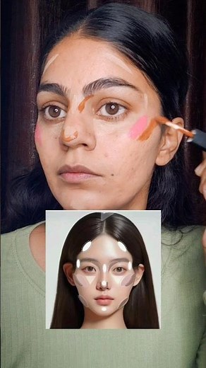 Diamond face shape makeup technique 😻💗💕 #makeuptutorial #makeuptips #makeuplook #trend