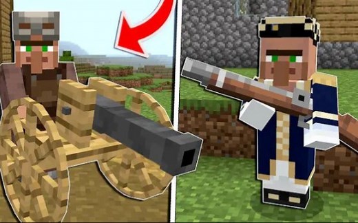 我的世界基岩版，村民和劫掠者的村庄战争模组！