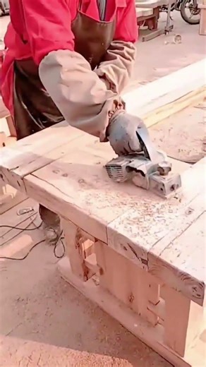 smoothing a wooden table surface using a powerful electric hand planer machine #shorts