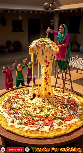 Giant Cheese Omelette Made by Punjabi Ladies