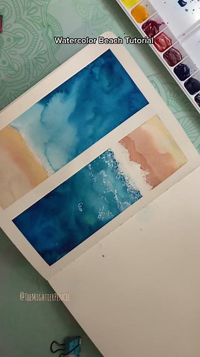 Ocean Themed Watercolor Beach Tutorial